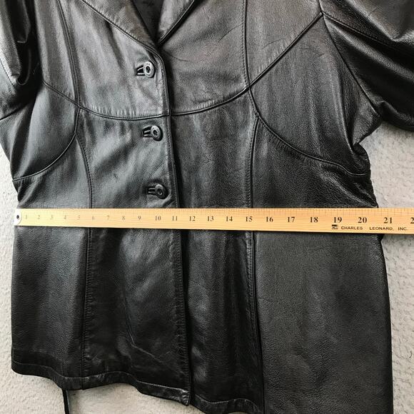 Wilsons Leather Maxima Black Leather Belted Jacket XL - Picture 10 of 11